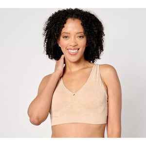 Breezies Women's Bra Sz 36DDD Seamless Floral Jacquard Underwire Brown A648377